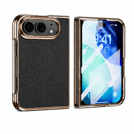 Electroplated 3D Embossed Magnetic Integrated Film Phone Case, For iPhone Duo