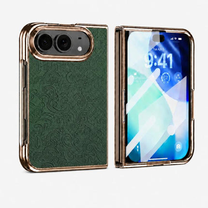 Electroplated 3D Embossed Magnetic Integrated Film Phone Case, For iPhone Duo
