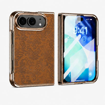 Electroplated 3D Embossed Magnetic Integrated Film Phone Case, For iPhone Duo