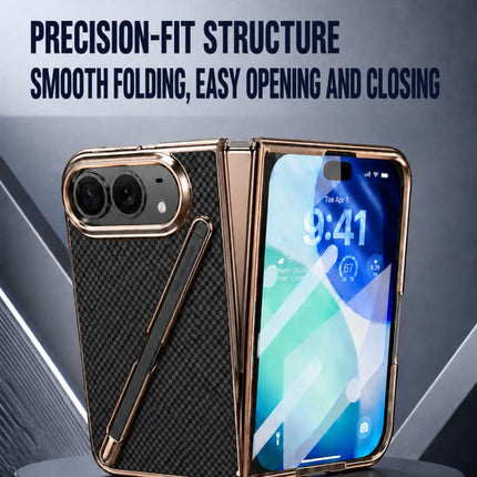 Kevlar Texture Built-in Stylus Integrated Film Phone Case, For iPhone Duo