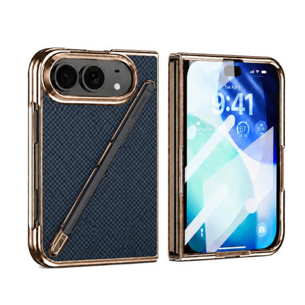 Kevlar Texture Built-in Stylus Integrated Film Phone Case, For iPhone Duo