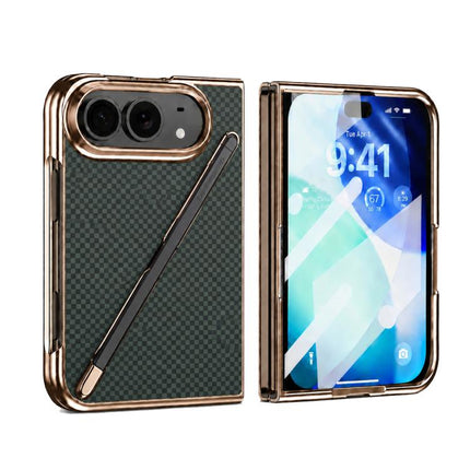 Kevlar Texture Built-in Stylus Integrated Film Phone Case, For iPhone Duo