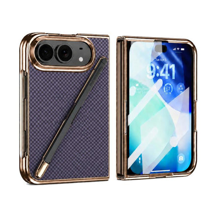 Kevlar Texture Built-in Stylus Integrated Film Phone Case, For iPhone Duo