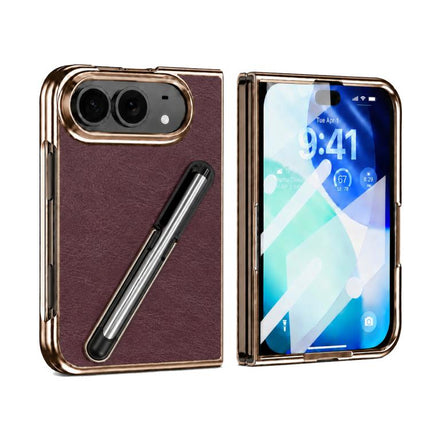 Electroplated Stylus Pen Holder Integrated Film Phone Case, For iPhone Duo