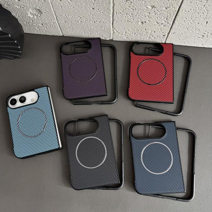 Fiber Texture Fine Circle Magnetic Phone Case, For iPhone Duo