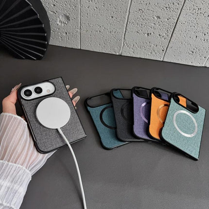 CD Magsafe Magnetic Cloth Texture Phone Case, For iPhone Duo