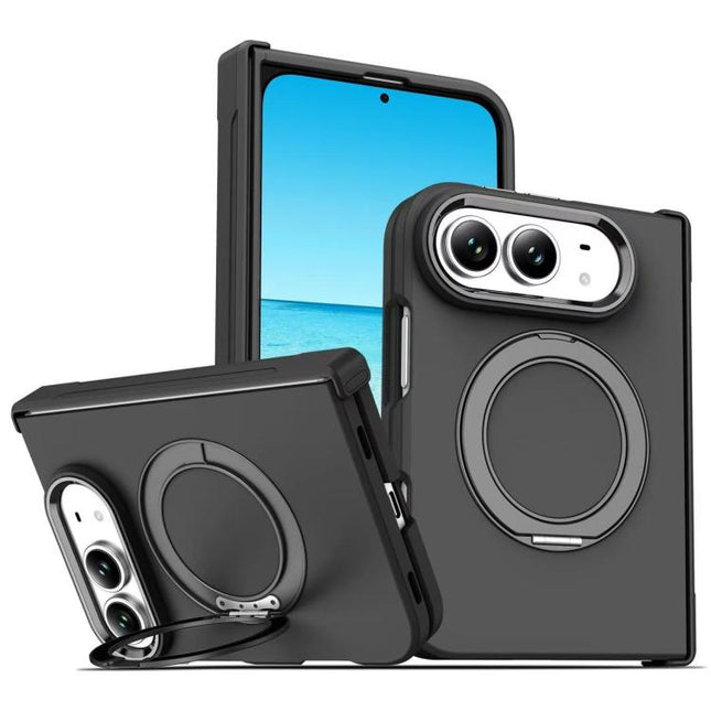 Armor-style Hinge Protection Magnetic Ring Holder Phone Case, For iPhone Duo