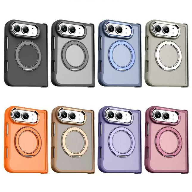 Armor-style Hinge Protection Magnetic Ring Holder Phone Case, For iPhone Duo