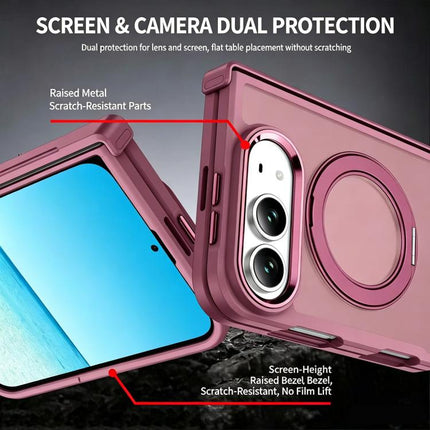 Armor-style Hinge Protection Magnetic Ring Holder Phone Case, For iPhone Duo