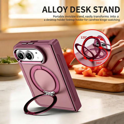 Armor-style Hinge Protection Magnetic Ring Holder Phone Case, For iPhone Duo