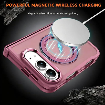 Armor-style Hinge Protection Magnetic Ring Holder Phone Case, For iPhone Duo