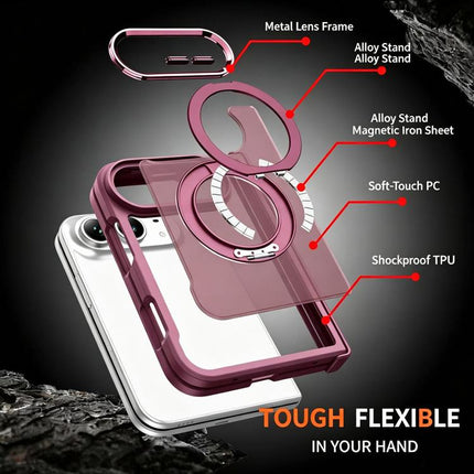 Armor-style Hinge Protection Magnetic Ring Holder Phone Case, For iPhone Duo