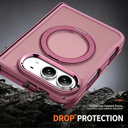 Armor-style Hinge Protection Magnetic Ring Holder Phone Case, For iPhone Duo