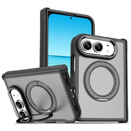 Armor-style Hinge Protection Magnetic Ring Holder Phone Case, For iPhone Duo