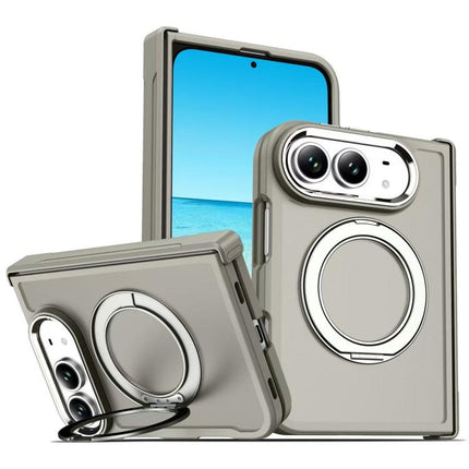Armor-style Hinge Protection Magnetic Ring Holder Phone Case, For iPhone Duo