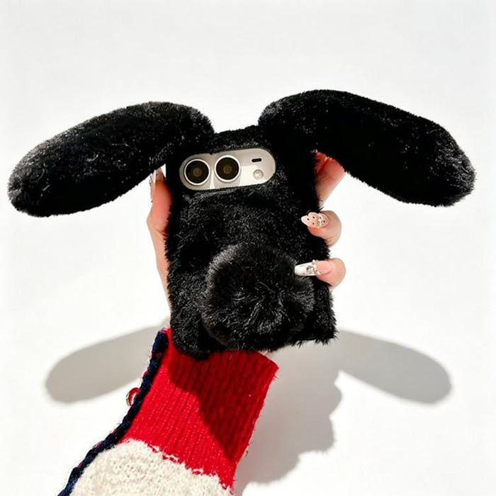 Foldable Plush Rabbit TPU Phone Case, For iPhone Duo