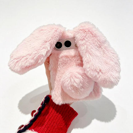 Foldable Plush Rabbit TPU Phone Case, For iPhone Duo