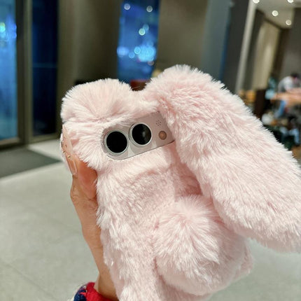 Foldable Plush Rabbit TPU Phone Case, For iPhone Duo