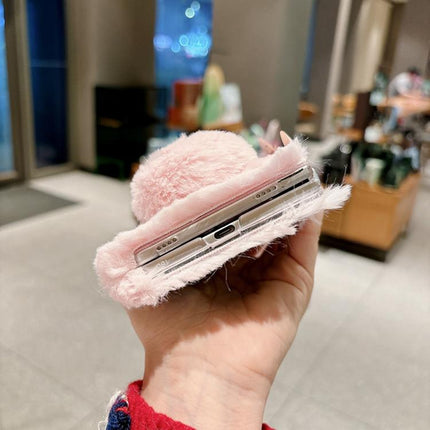 Foldable Plush Rabbit TPU Phone Case, For iPhone Duo