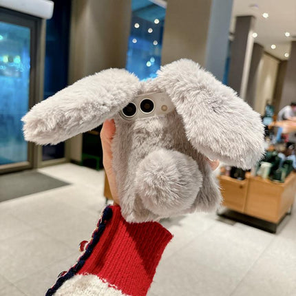 Foldable Plush Rabbit TPU Phone Case, For iPhone Duo