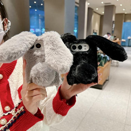 Foldable Plush Rabbit TPU Phone Case, For iPhone Duo