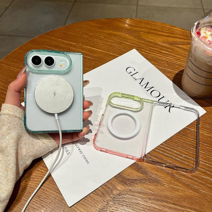 Contrast Color Gradient Transparent MagSafe Phone Case, For iPhone Duo