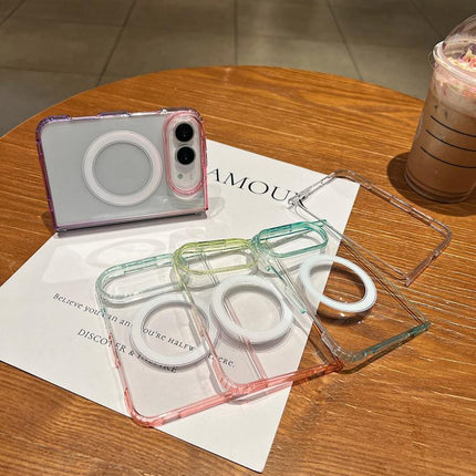 Contrast Color Gradient Transparent MagSafe Phone Case, For iPhone Duo