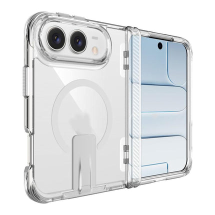 TPU + PC Hybrid 2.5mm Thick Shockproof Magnetic Phone Case with Holder, For iPhone Duo