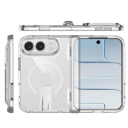 TPU + PC Hybrid 2.5mm Thick Shockproof Magnetic Phone Case with Holder, For iPhone Duo