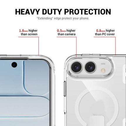 TPU + PC Hybrid 2.5mm Thick Shockproof Magnetic Phone Case with Holder, For iPhone Duo