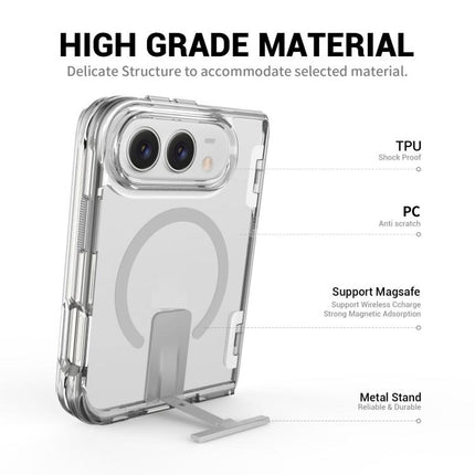 TPU + PC Hybrid 2.5mm Thick Shockproof Magnetic Phone Case with Holder, For iPhone Duo