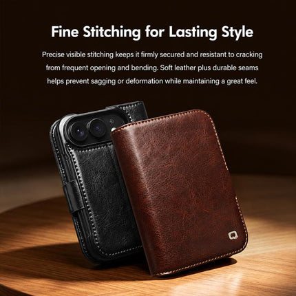 QIALINO Classic 103 Buckle Genuine Leather Phone Case, For iPhone Duo