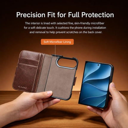 QIALINO Classic 103 Buckle Genuine Leather Phone Case, For iPhone Duo