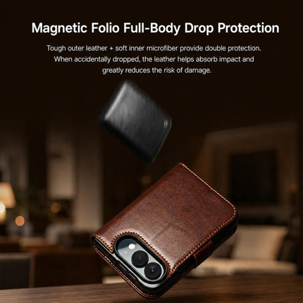 QIALINO Classic 103 Buckle Genuine Leather Phone Case, For iPhone Duo