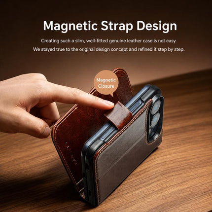 QIALINO Classic 103 Buckle Genuine Leather Phone Case, For iPhone Duo