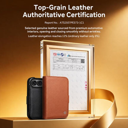 QIALINO Classics 3rd Genuine Leather Phone Case, For iPhone Duo