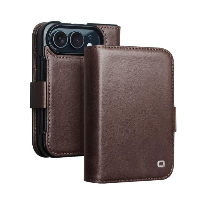QIALINO Vintage Calfskin Genuine Leather Phone Case, For iPhone Duo