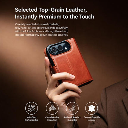 QIALINO Vintage Calfskin Genuine Leather Phone Case, For iPhone Duo