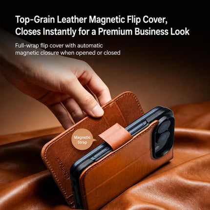 QIALINO Vintage Calfskin Genuine Leather Phone Case, For iPhone Duo