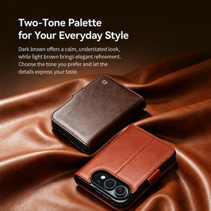 QIALINO Vintage Calfskin Genuine Leather Phone Case, For iPhone Duo