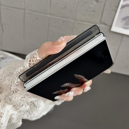Folding Shaft Magsafe Plain Leather Phone Case, For iPhone Duo
