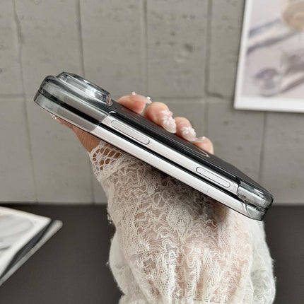 Folding Shaft Magsafe Plain Leather Phone Case, For iPhone Duo