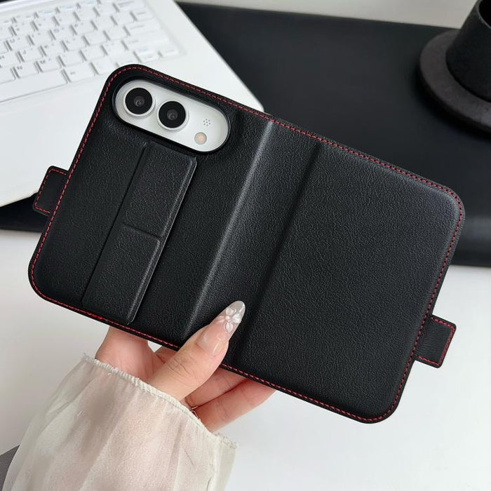 Litchi Texture Foldable Stand Phone Leather Case with Screen Protector, For iPhone Duo