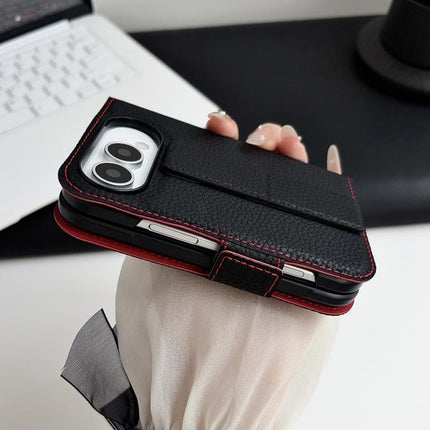 Litchi Texture Foldable Stand Phone Leather Case with Screen Protector, For iPhone Duo