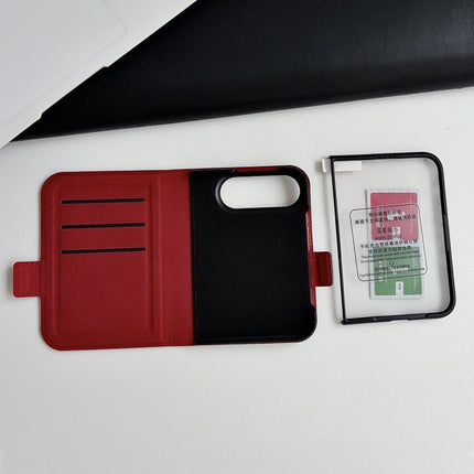 Litchi Texture Foldable Stand Phone Leather Case with Screen Protector, For iPhone Duo