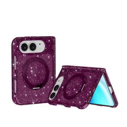 Terminator Style Glitter Powder Magnetic Holder Phone Case, For iPhone Duo
