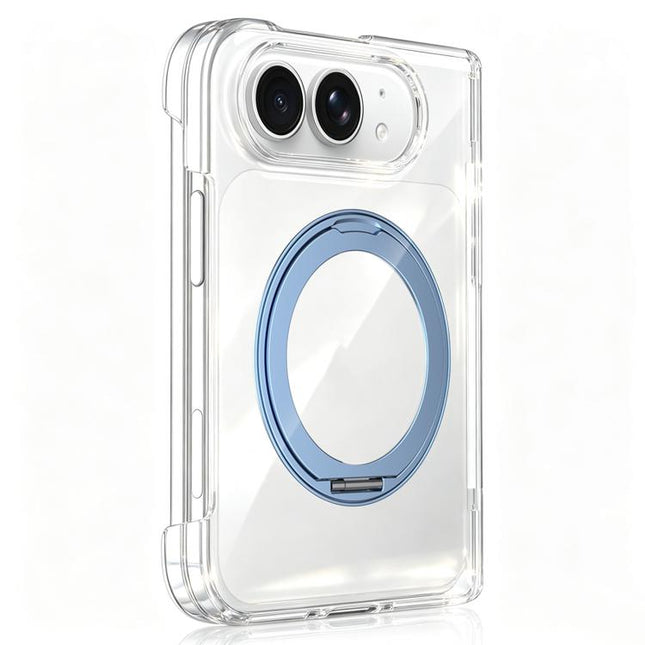 Crystal Clear Magnetic Phone Case with 360 Rotation Holder, For iPhone Duo