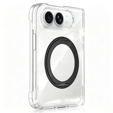 Crystal Clear Magnetic Phone Case with 360 Rotation Holder, For iPhone Duo
