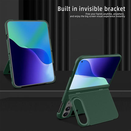 Integrated Flip Cover Holder Spray-Coated Finish Phone Case, For iPhone Duo
