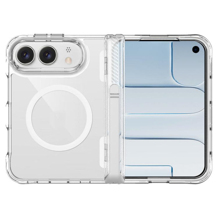 TPU + PC Hybrid 2.5mm Thick Hinge Shockproof Magnetic Phone Case with Holder, For iPhone Duo